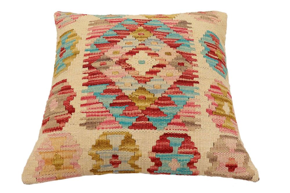 handmade Traditional Pillow Beige Rust Hand-Woven SQUARE 100% WOOL Hand woven turkish pillow2 x 2