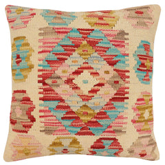handmade Traditional Pillow Beige Rust Hand-Woven SQUARE 100% WOOL Hand woven turkish pillow2 x 2