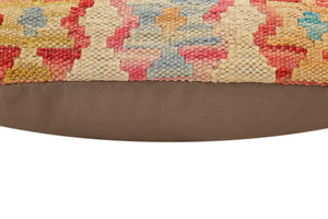 handmade Traditional Pillow Beige Rust Hand-Woven SQUARE 100% WOOL  Hand woven turkish pillow  2 x 2