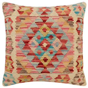 handmade Traditional Pillow Beige Rust Hand-Woven SQUARE 100% WOOL  Hand woven turkish pillow  2 x 2