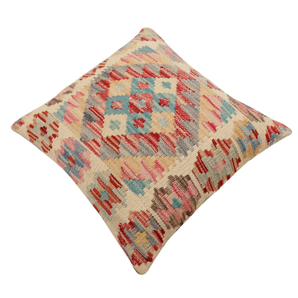handmade Traditional Pillow Beige Rust Hand-Woven SQUARE 100% WOOL  Hand woven turkish pillow  2 x 2