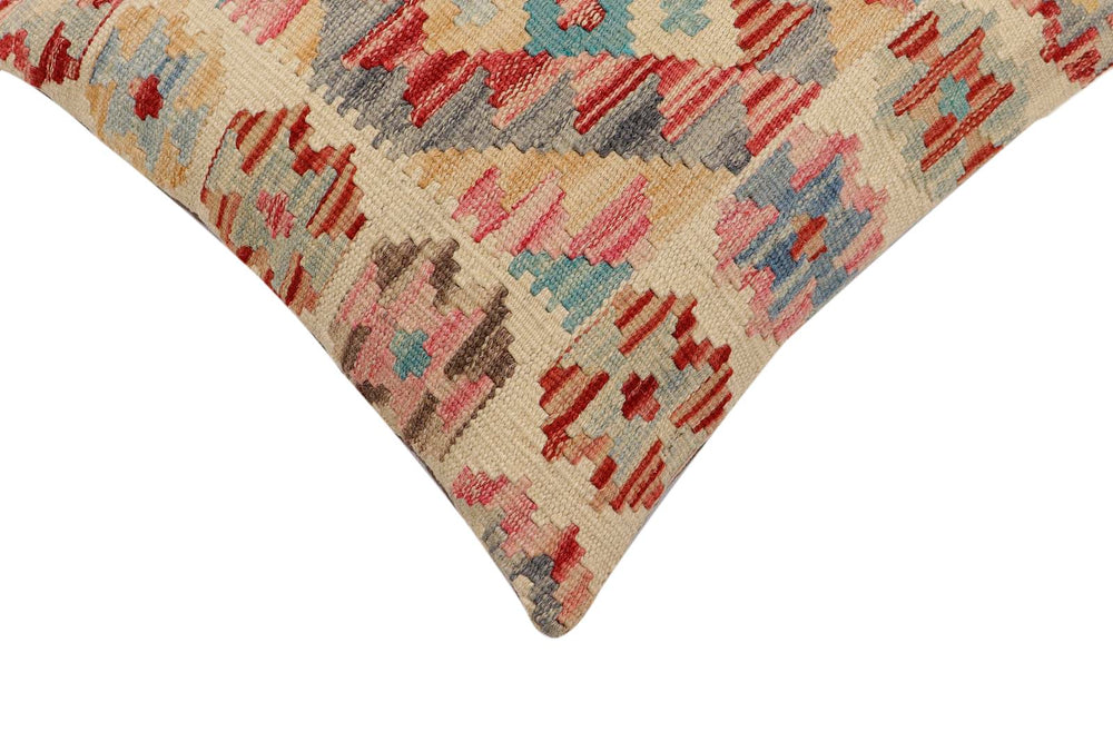 handmade Traditional Pillow Beige Rust Hand-Woven SQUARE 100% WOOL  Hand woven turkish pillow  2 x 2