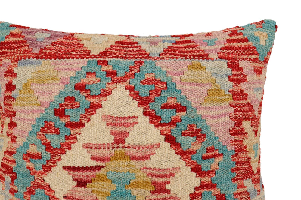 handmade Traditional Pillow Red Beige Hand-Woven SQUARE 100% WOOL Hand woven turkish pillow2 x 2