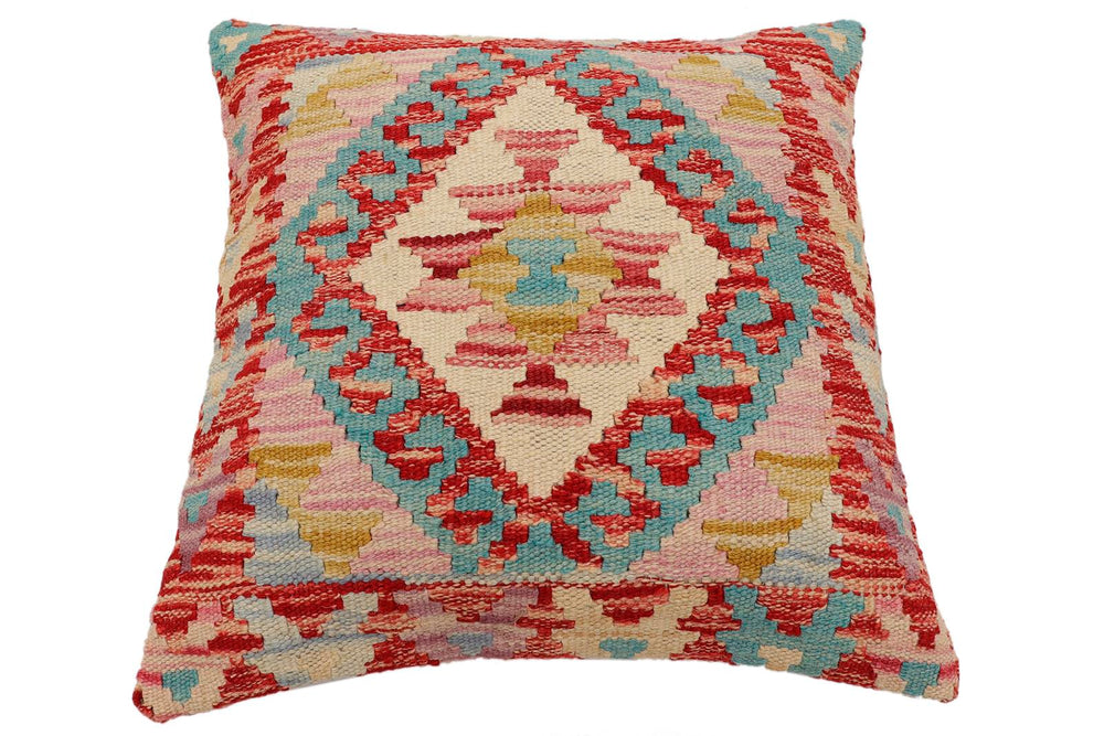 handmade Traditional Pillow Red Beige Hand-Woven SQUARE 100% WOOL Hand woven turkish pillow2 x 2