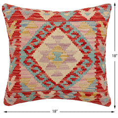 handmade Traditional Pillow Red Beige Hand-Woven SQUARE 100% WOOL Hand woven turkish pillow2 x 2