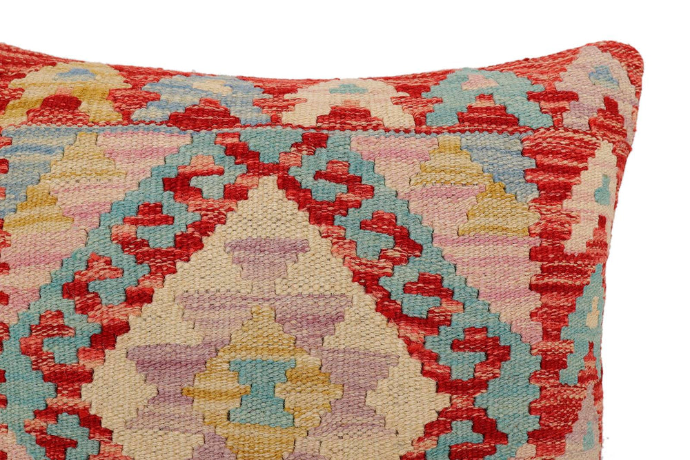 handmade Traditional Pillow Red Beige Hand-Woven SQUARE 100% WOOL Hand woven turkish pillow2 x 2