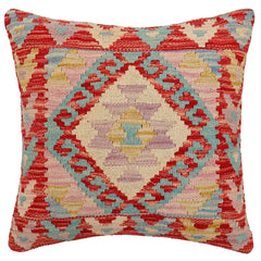 handmade Traditional Pillow Red Beige Hand-Woven SQUARE 100% WOOL Hand woven turkish pillow2 x 2