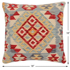 handmade Traditional Pillow Red Blue Hand-Woven SQUARE 100% WOOL Hand woven turkish pillow2 x 2
