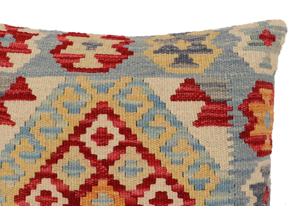 handmade Traditional Pillow Red Blue Hand-Woven SQUARE 100% WOOL Hand woven turkish pillow2 x 2
