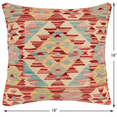 handmade Traditional Pillow Red Blue Hand-Woven SQUARE 100% WOOL Hand woven turkish pillow2 x 2