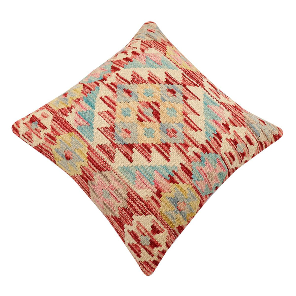 handmade Traditional Pillow Red Blue Hand-Woven SQUARE 100% WOOL Hand woven turkish pillow2 x 2
