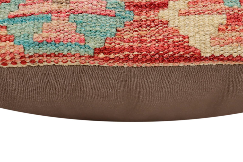 handmade Traditional Pillow Rust Blue Hand-Woven SQUARE 100% WOOL  Hand woven turkish pillow  2 x 2