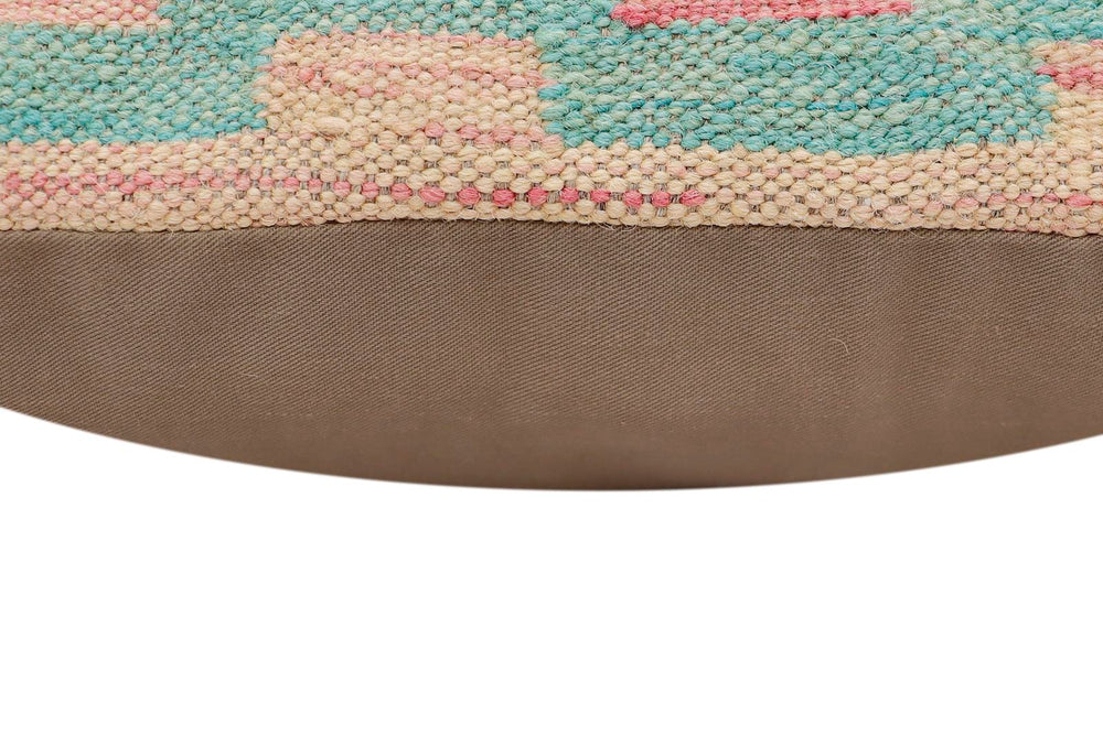 handmade Traditional Pillow Rust Blue Hand-Woven SQUARE 100% WOOL  Hand woven turkish pillow  2 x 2