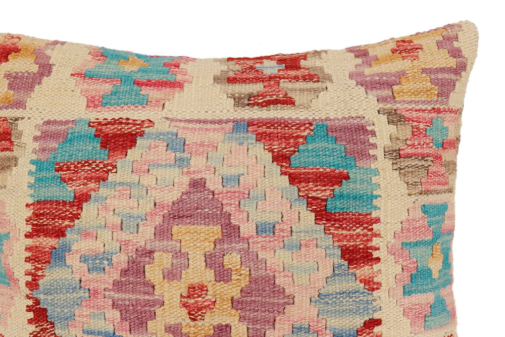 handmade Traditional Pillow Red Blue Hand-Woven SQUARE 100% WOOL Hand woven turkish pillow2 x 2