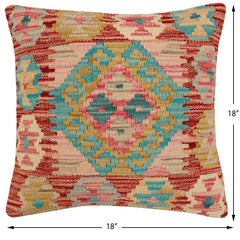 handmade Traditional Pillow Red Blue Hand-Woven SQUARE 100% WOOL Hand woven turkish pillow2 x 2