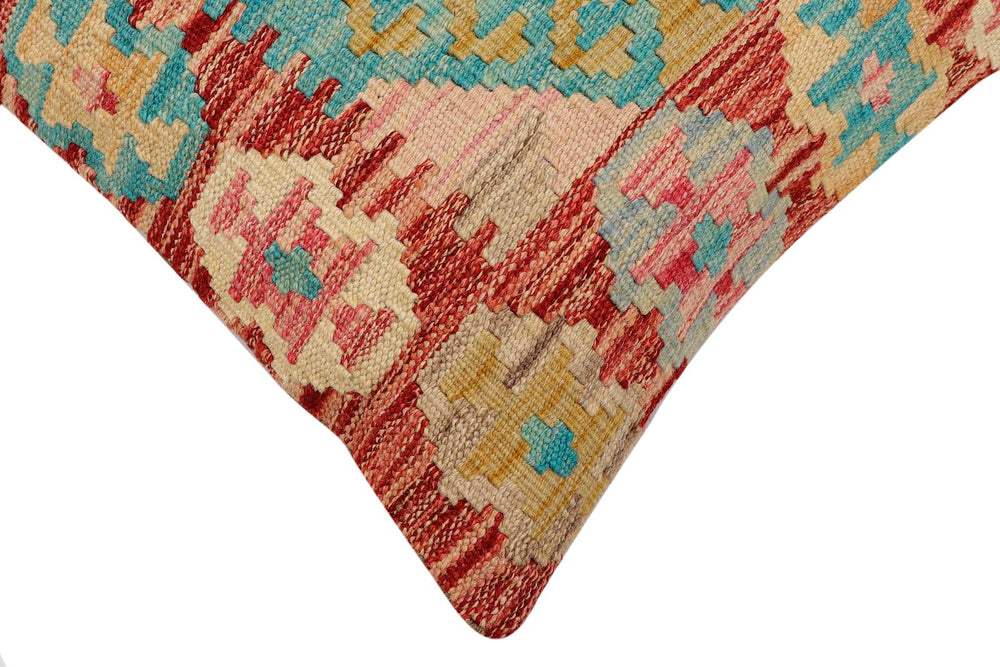 handmade Traditional Pillow Red Blue Hand-Woven SQUARE 100% WOOL Hand woven turkish pillow2 x 2