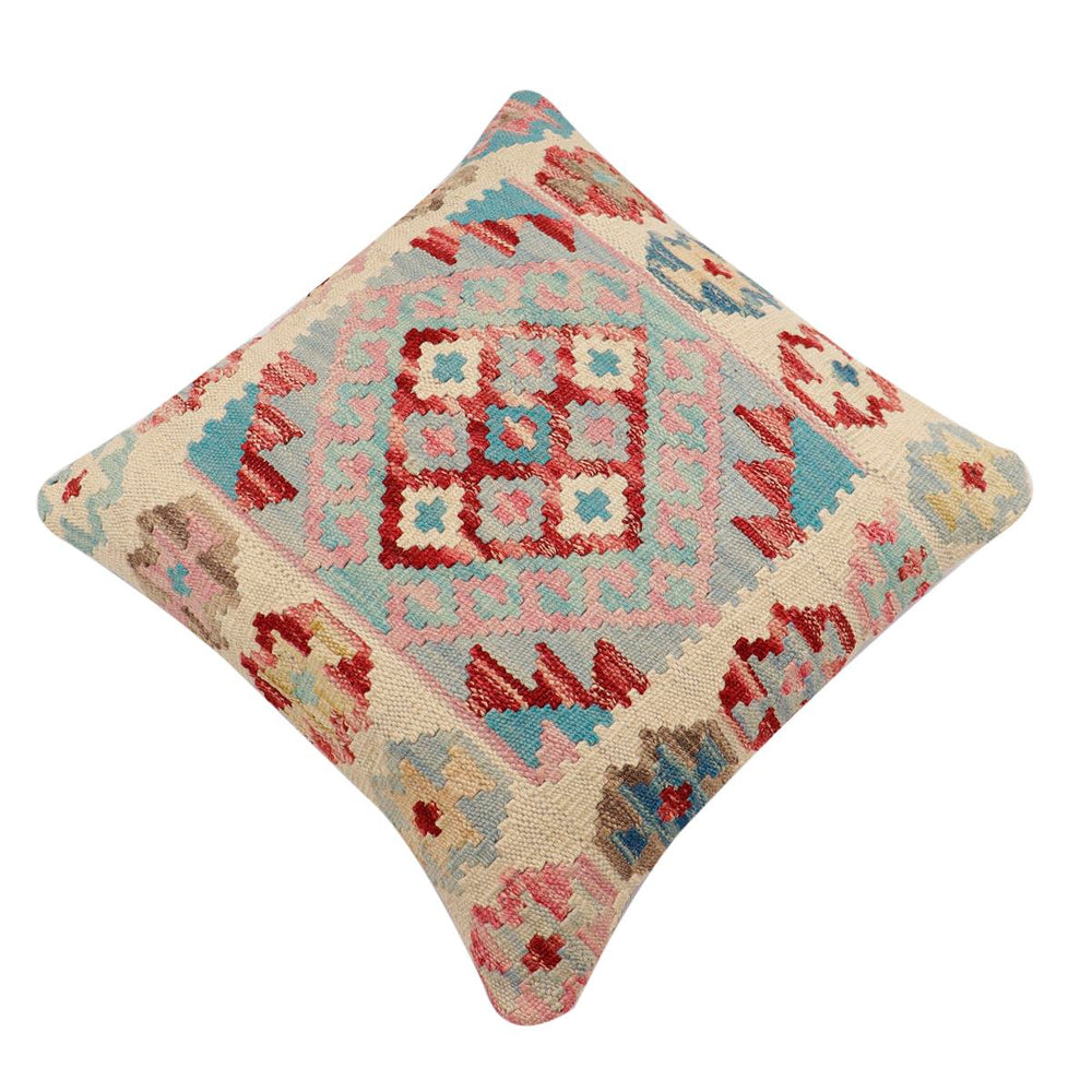 handmade Traditional Pillow Red Blue Hand-Woven SQUARE 100% WOOL Hand woven turkish pillow2 x 2