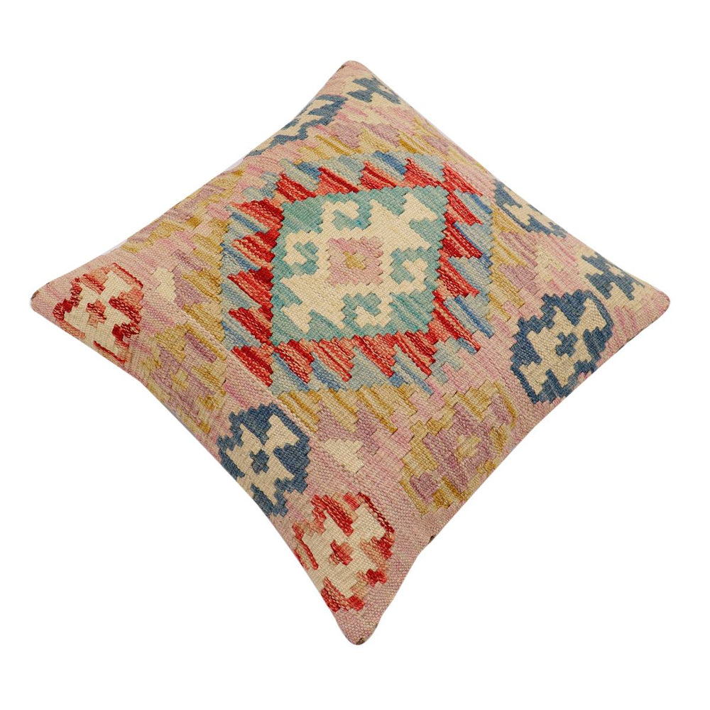 handmade Traditional Pillow Red Blue Hand-Woven SQUARE 100% WOOL Hand woven turkish pillow2 x 2