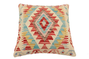 handmade Traditional Pillow Beige Red Hand-Woven SQUARE 100% WOOL Hand woven turkish pillow2 x 2