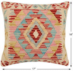 handmade Traditional Pillow Beige Red Hand-Woven SQUARE 100% WOOL  Hand woven turkish pillow  2 x 2