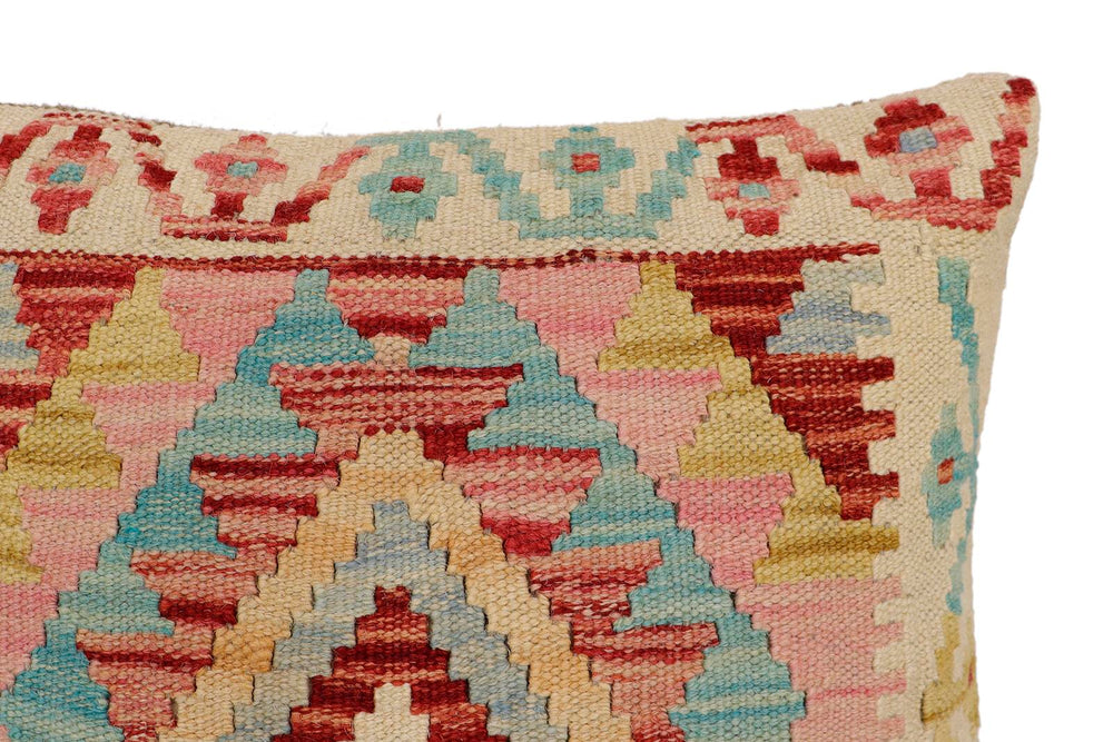 handmade Traditional Pillow Beige Red Hand-Woven SQUARE 100% WOOL  Hand woven turkish pillow  2 x 2