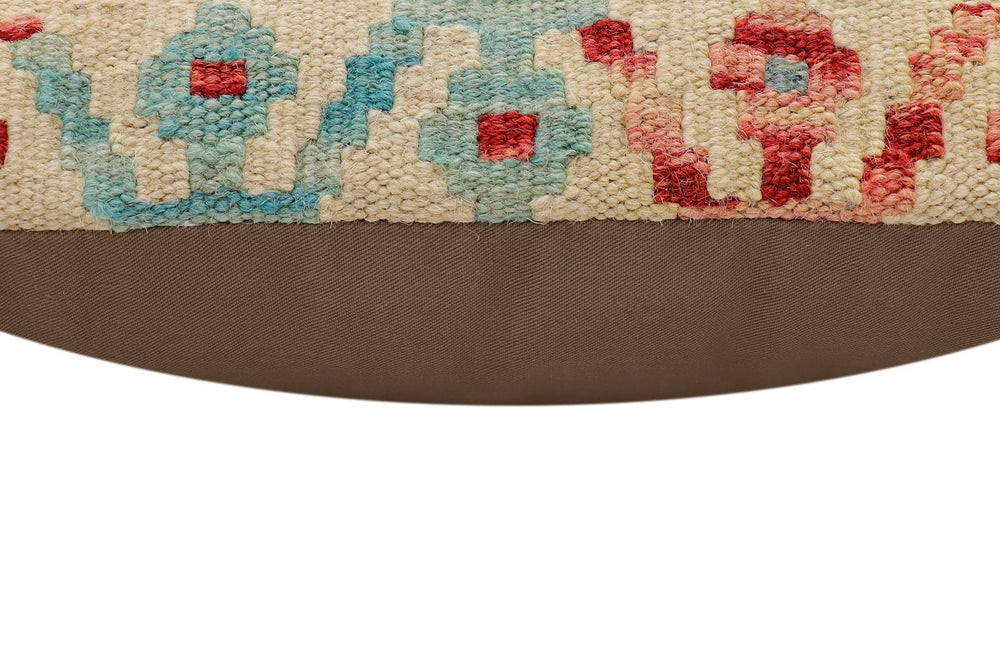 handmade Traditional Pillow Beige Red Hand-Woven SQUARE 100% WOOL  Hand woven turkish pillow  2 x 2