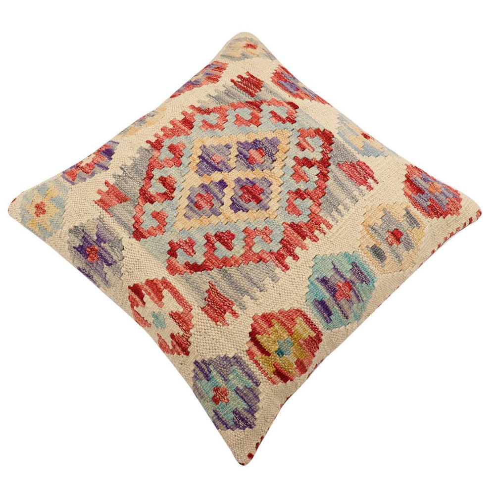 handmade Traditional Pillow Beige Red Hand-Woven SQUARE 100% WOOL Hand woven turkish pillow2 x 2