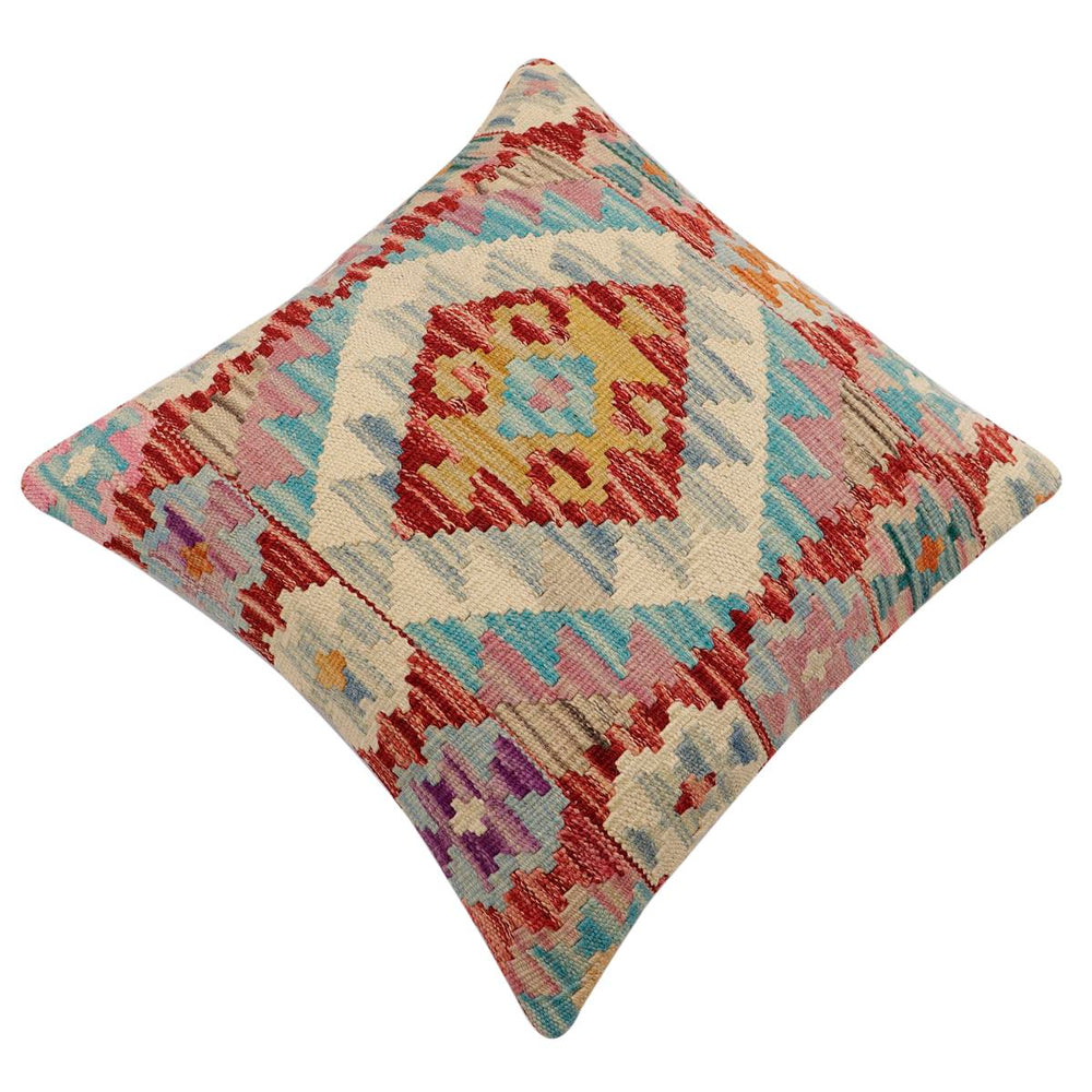 handmade Traditional Pillow Red Blue Hand-Woven SQUARE 100% WOOL Hand woven turkish pillow2 x 2