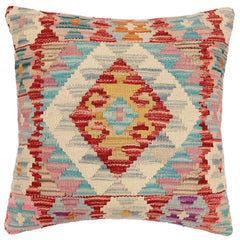 handmade Traditional Pillow Red Blue Hand-Woven SQUARE 100% WOOL Hand woven turkish pillow2 x 2