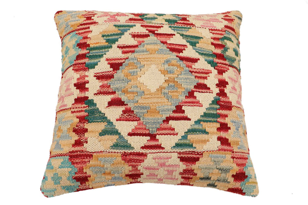 handmade Traditional Pillow Red Blue Hand-Woven SQUARE 100% WOOL Hand woven turkish pillow2 x 2