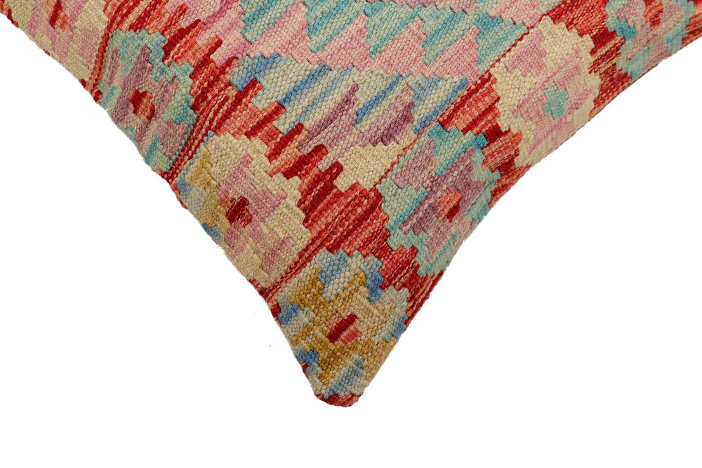 handmade Traditional Pillow Red Blue Hand-Woven SQUARE 100% WOOL Hand woven turkish pillow2 x 2