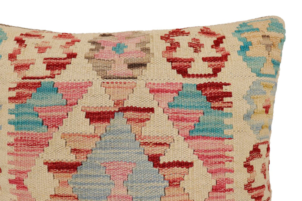 handmade Traditional Pillow Beige Red Hand-Woven SQUARE 100% WOOL  Hand woven turkish pillow  2 x 2