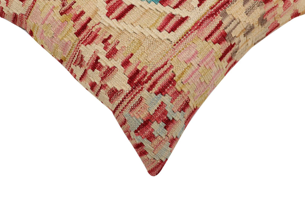 handmade Traditional Pillow Red Beige Hand-Woven SQUARE 100% WOOL Hand woven turkish pillow2 x 2