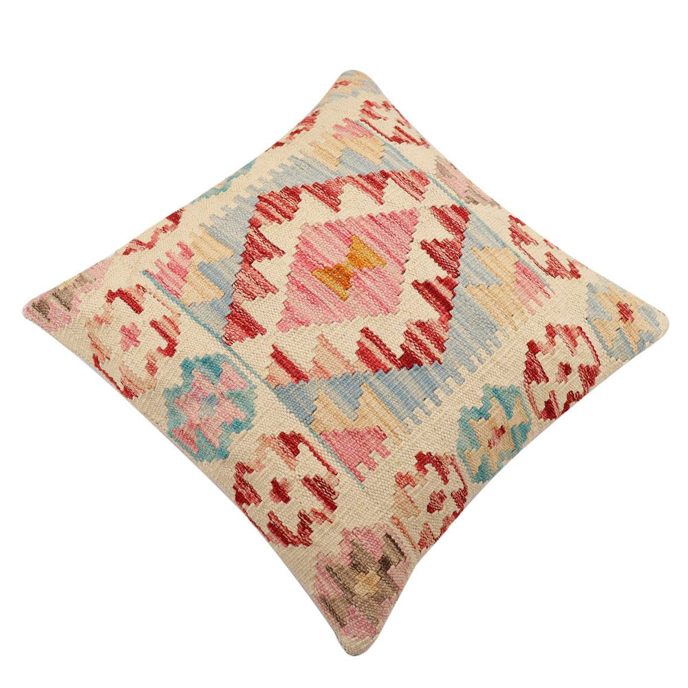 handmade Traditional Pillow Beige Red Hand-Woven SQUARE 100% WOOL Hand woven turkish pillow2 x 2