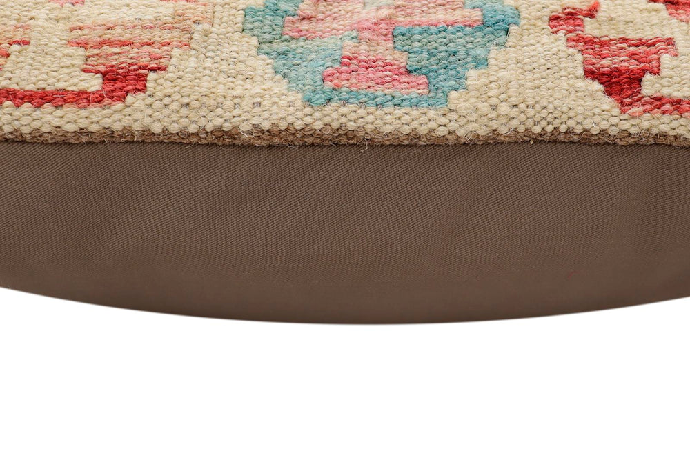 handmade Traditional Pillow Beige Red Hand-Woven SQUARE 100% WOOL Hand woven turkish pillow2 x 2