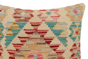 handmade Traditional Pillow Beige Red Hand-Woven SQUARE 100% WOOL Hand woven turkish pillow2 x 2