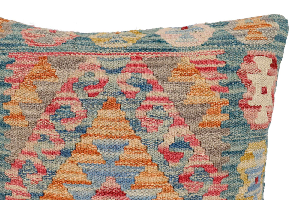 handmade Traditional Pillow Blue Red Hand-Woven SQUARE 100% WOOL Hand woven turkish pillow2 x 2