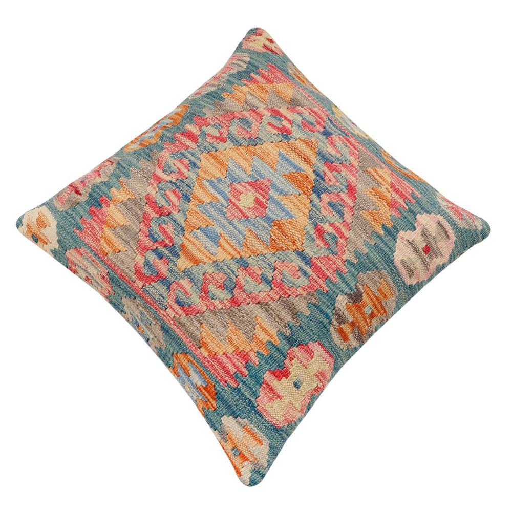 handmade Traditional Pillow Blue Red Hand-Woven SQUARE 100% WOOL Hand woven turkish pillow2 x 2