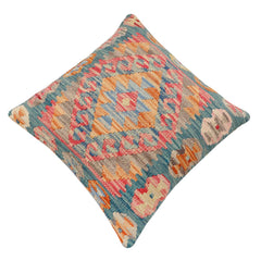 handmade Traditional Pillow Blue Red Hand-Woven SQUARE 100% WOOL Hand woven turkish pillow2 x 2