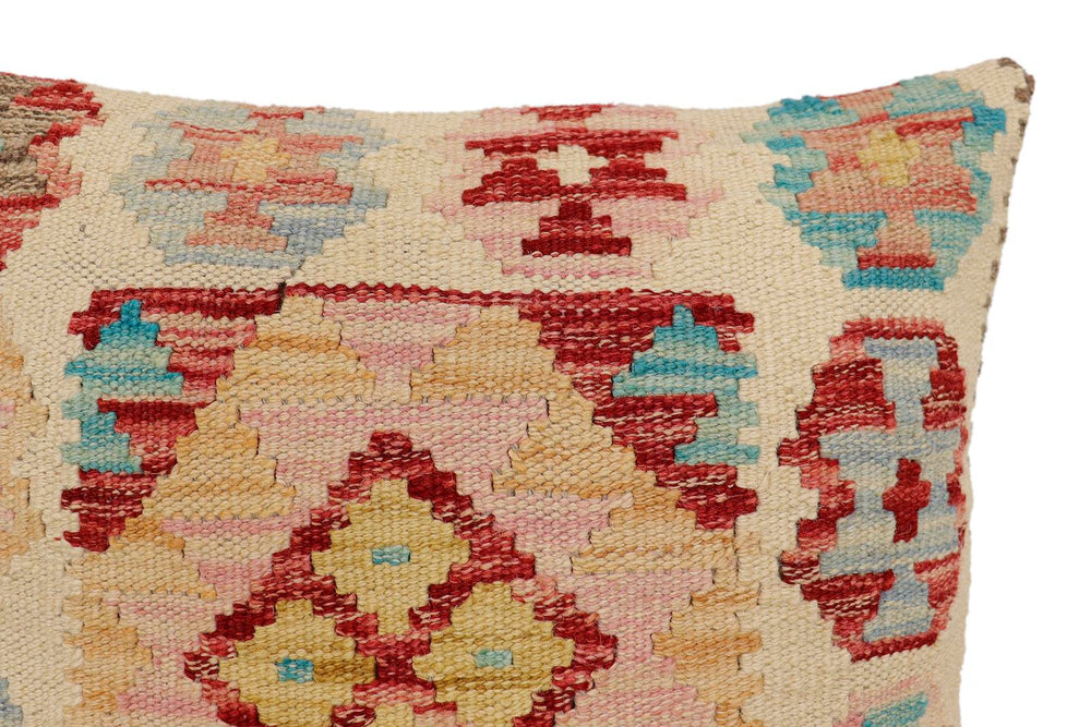handmade Traditional Pillow Beige Red Hand-Woven SQUARE 100% WOOL Hand woven turkish pillow2 x 2