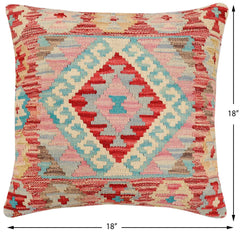 handmade Traditional Pillow Red Blue Hand-Woven SQUARE 100% WOOL Hand woven turkish pillow2 x 2