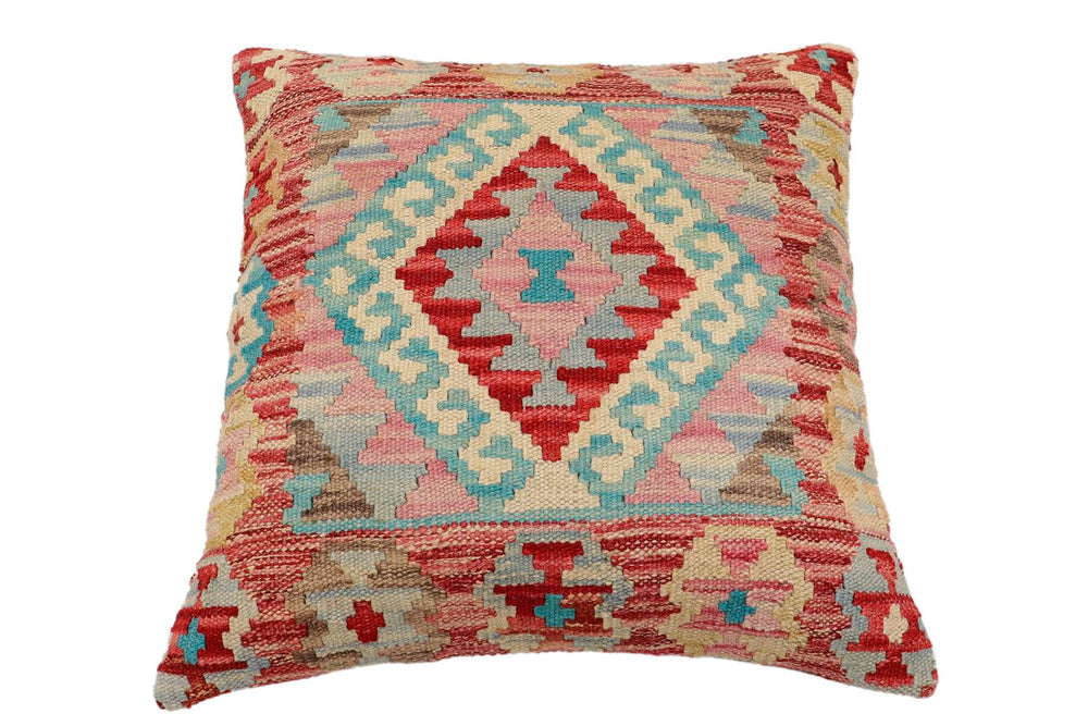 handmade Traditional Pillow Red Blue Hand-Woven SQUARE 100% WOOL Hand woven turkish pillow2 x 2