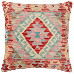 handmade Traditional Pillow Red Blue Hand-Woven SQUARE 100% WOOL Hand woven turkish pillow2 x 2