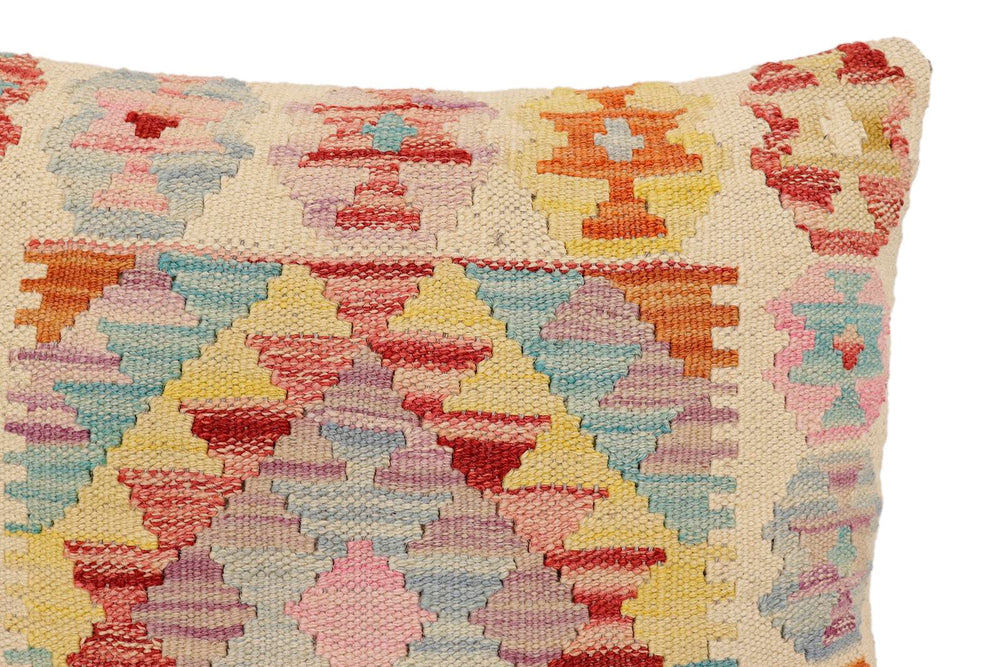 handmade Traditional Pillow Beige Red Hand-Woven SQUARE 100% WOOL Hand woven turkish pillow2 x 2