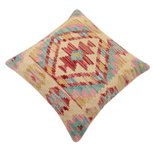 handmade Traditional Pillow Beige Red Hand-Woven SQUARE 100% WOOL Hand woven turkish pillow2 x 2