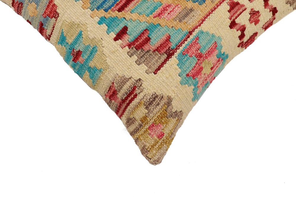 handmade Traditional Pillow Beige Red Hand-Woven SQUARE 100% WOOL  Hand woven turkish pillow  2 x 2
