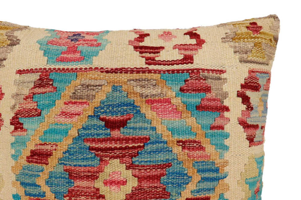 handmade Traditional Pillow Beige Red Hand-Woven SQUARE 100% WOOL  Hand woven turkish pillow  2 x 2