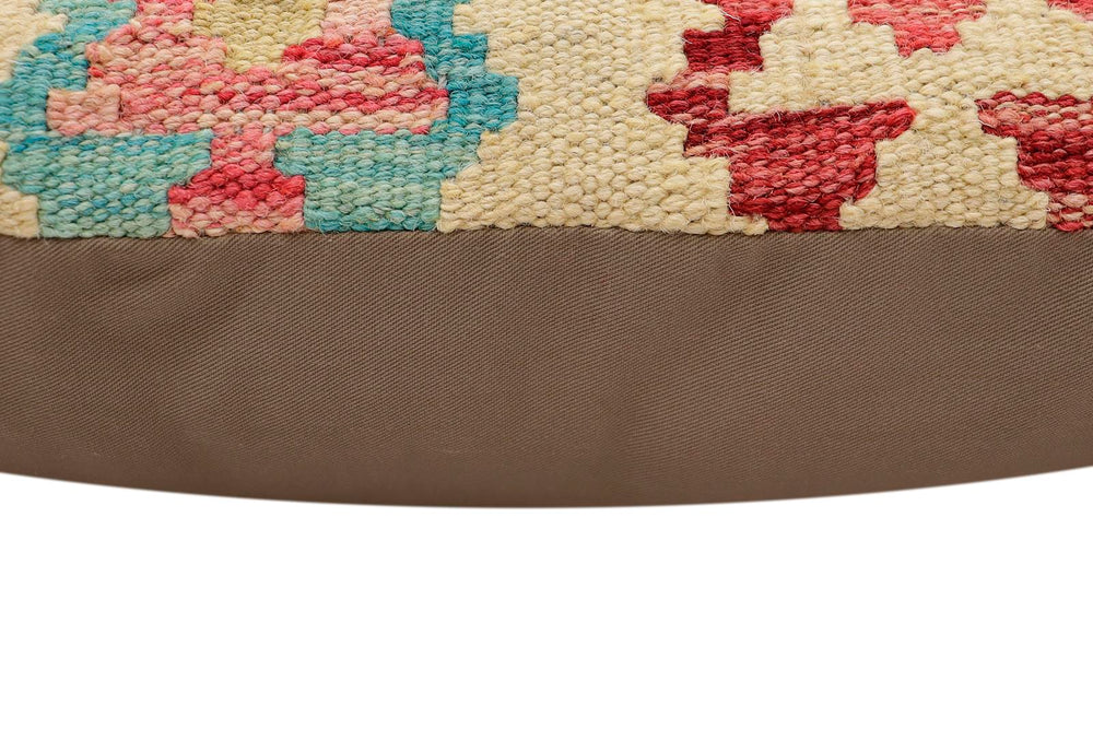 handmade Traditional Pillow Beige Red Hand-Woven SQUARE 100% WOOL  Hand woven turkish pillow  2 x 2
