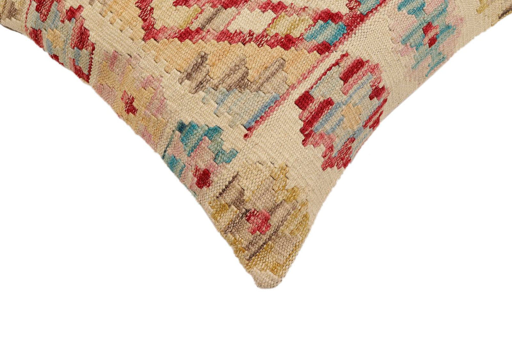 handmade Traditional Pillow Beige Red Hand-Woven SQUARE 100% WOOL Hand woven turkish pillow2 x 2