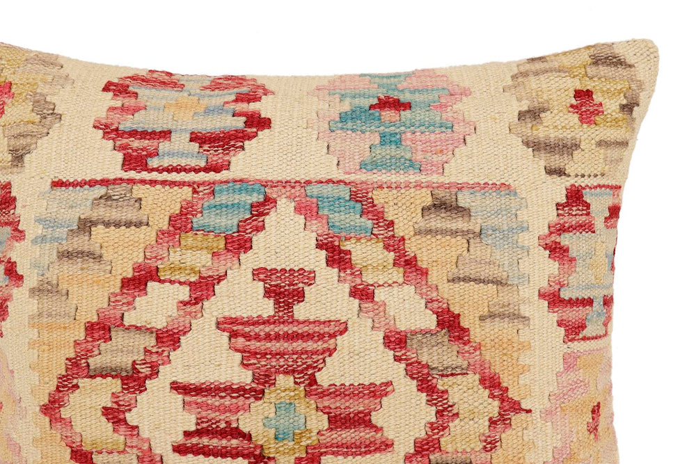 handmade Traditional Pillow Beige Red Hand-Woven SQUARE 100% WOOL Hand woven turkish pillow2 x 2